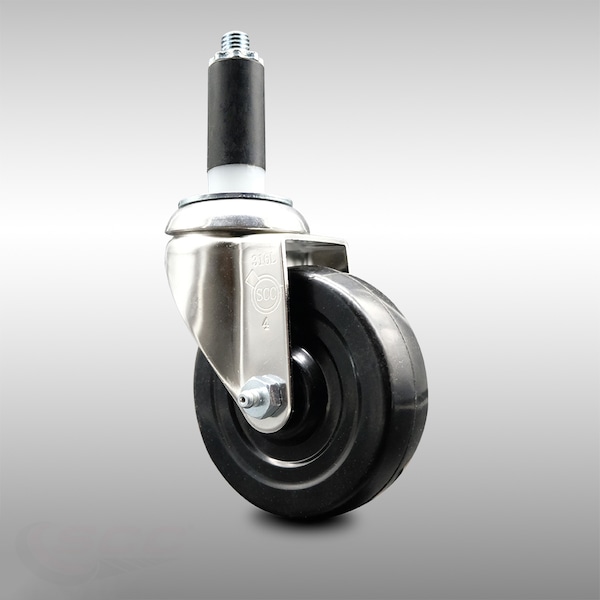 4 Inch 316SS Hard Rubber Wheel Swivel 1 Inch Expanding Stem Caster SCC